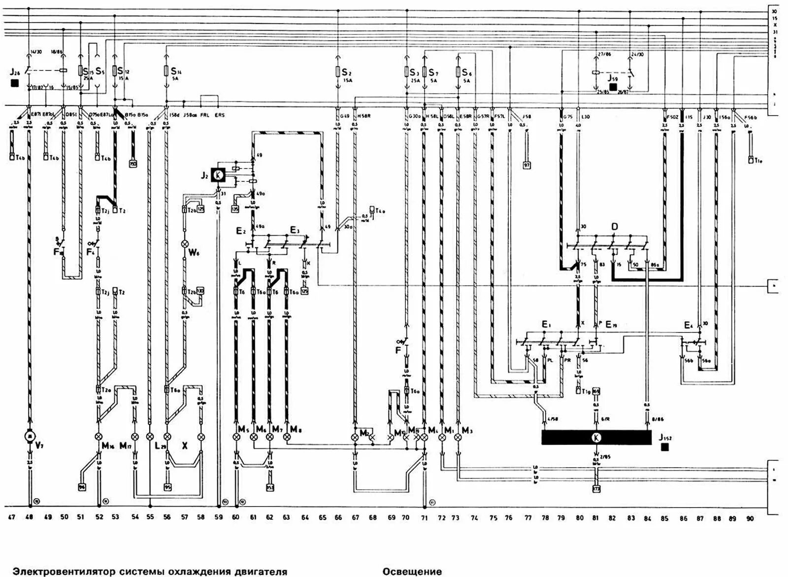 Распиновка ауди 100 Wiring diagram of AUDI "100" cars with the "KU" engine of 1985 (Audi 100 C3, 198