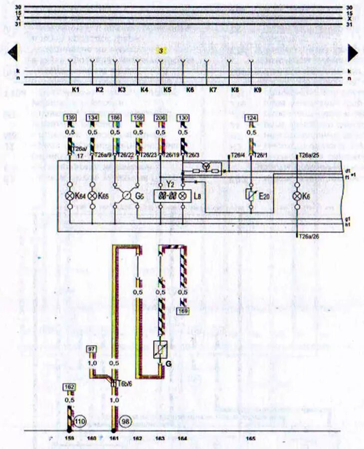 Распиновка ауди 80 б3 Wiring diagram of the instrument panel, tachometer, electronic clock (Audi 80 B4