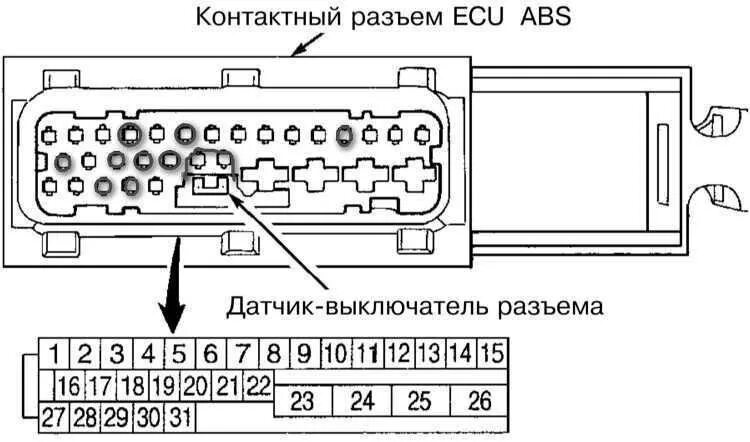 Распиновка блоков abs Горят чеки ABS и TC. Спидометр и одометр не работает. Тахометр работает. - Opel 