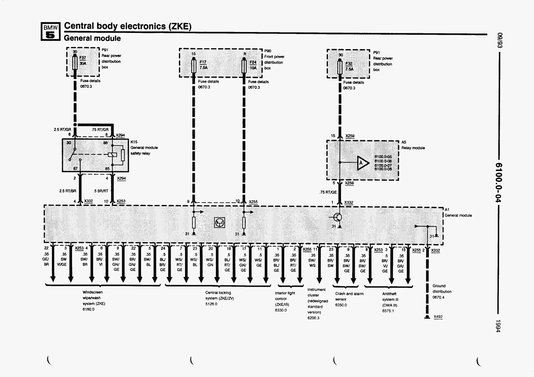 Распиновка бмв е34 Electrical troubleshooting manual (5 Series - E34 (518i, 520i, 525td, 525tds, in