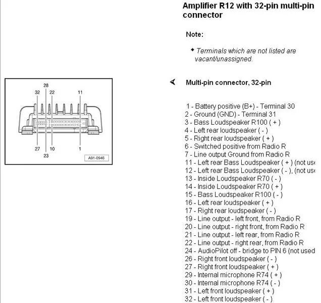 Распиновка bose Remote wire from Bose Amp - B7 RS4