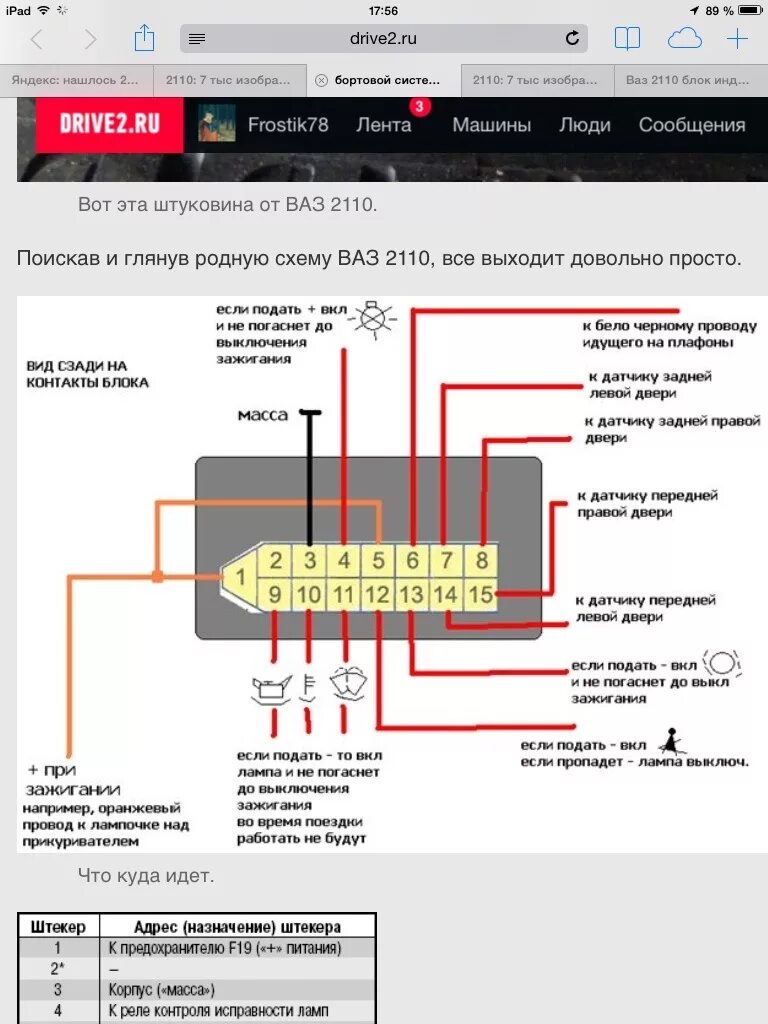 Распиновка бск ваз 2110 схема подключения Установка бск