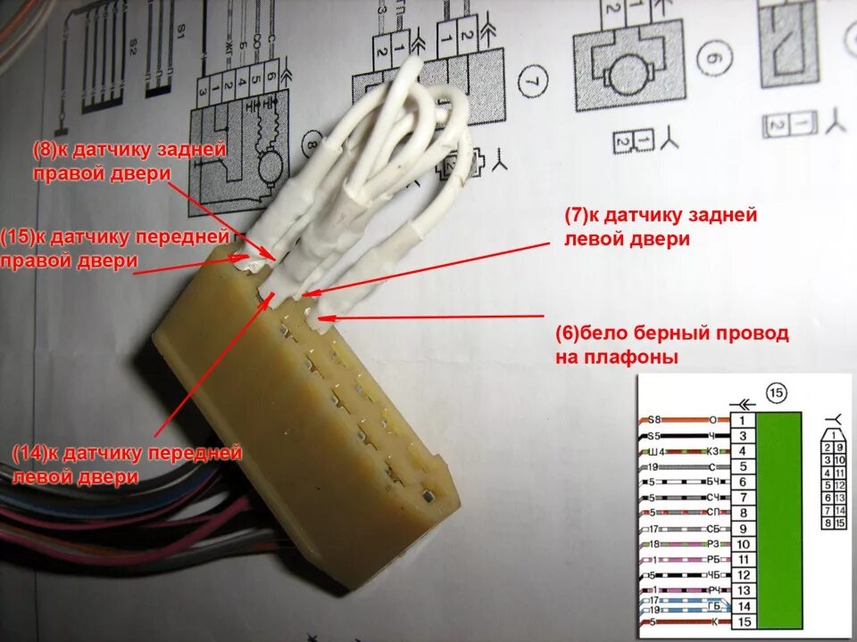 Распиновка бск ваз 2110 схема подключения проводов Колодка для подключения маршрутного компьютера (БК). - Lada 21102, 1,6 л, 2001 г