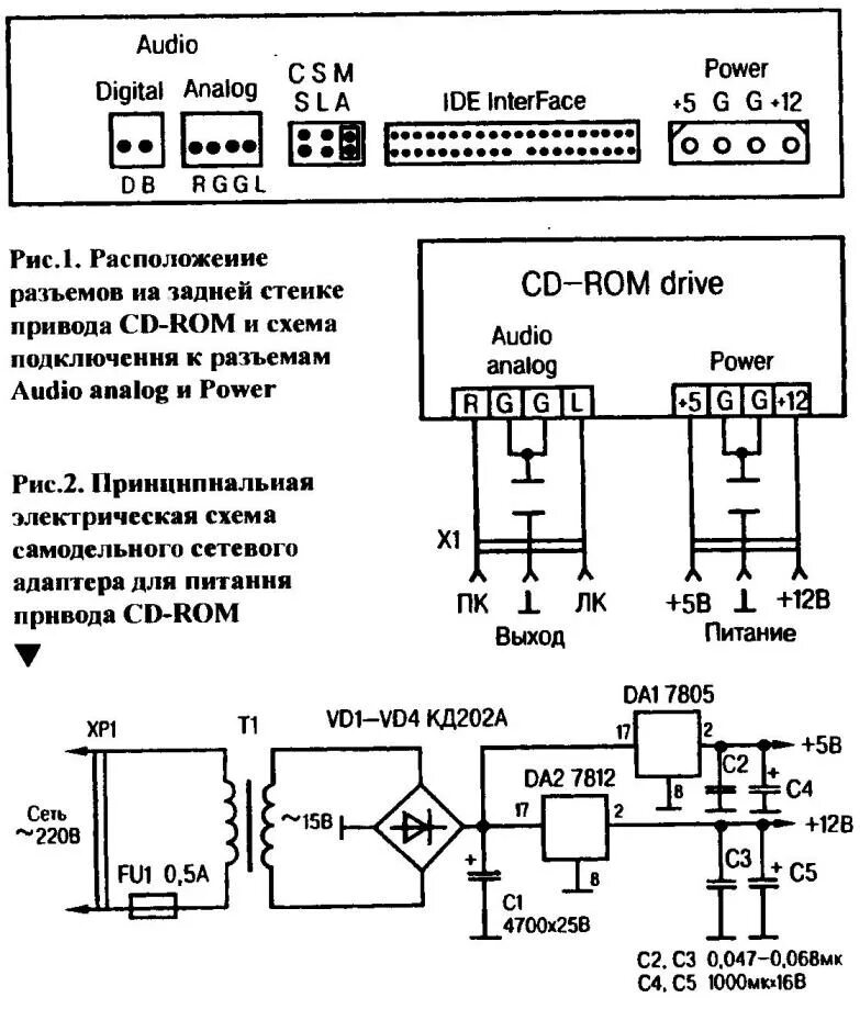 Распиновка cd CD-ПЛЕЕР из старого КОМПЬЮТЕРА МОДЕЛИСТ-КОНСТРУКТОР