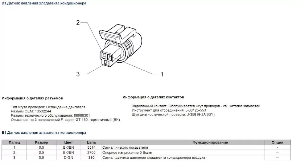 Распиновка датчика давления 88988301 Разъем проводки двигателя Opel Vectra C GM Запчасти на DRIVE2