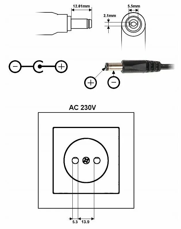 Распиновка dc Блок питания 5V 2A DC 5.5x2.1 мм для видеокамер - купить в интернет-магазине по 