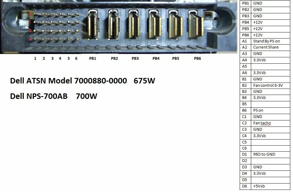 Распиновка dell Attachment browser: Dell NPS-700AB pinout.jpg by led2 - RC Groups