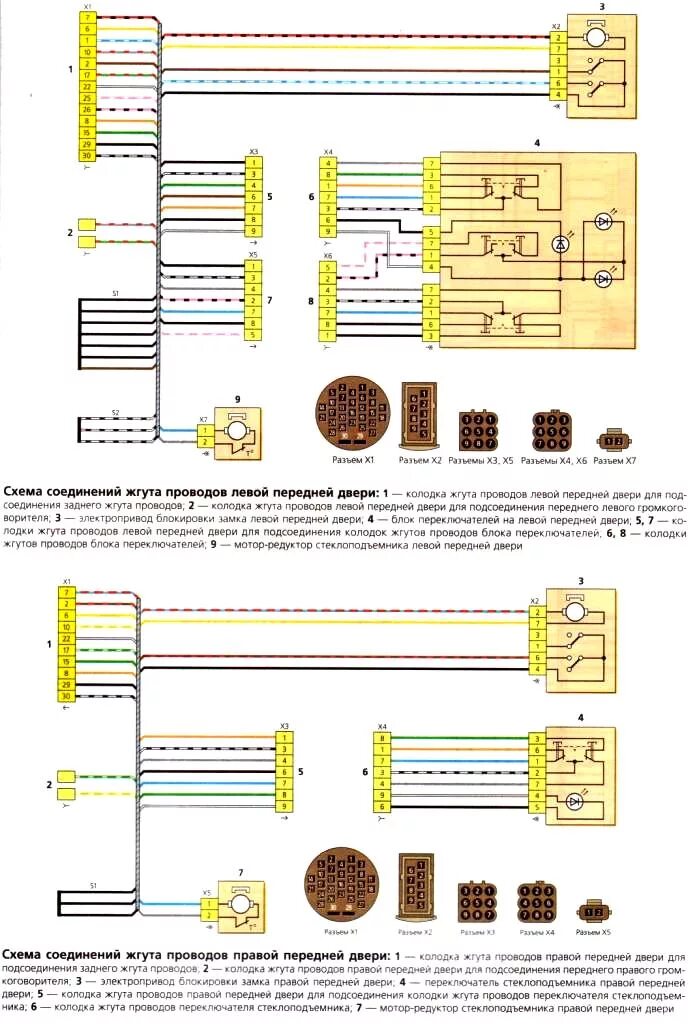 Распиновка дверей калина Схемы жгутов проводов Лада Калина