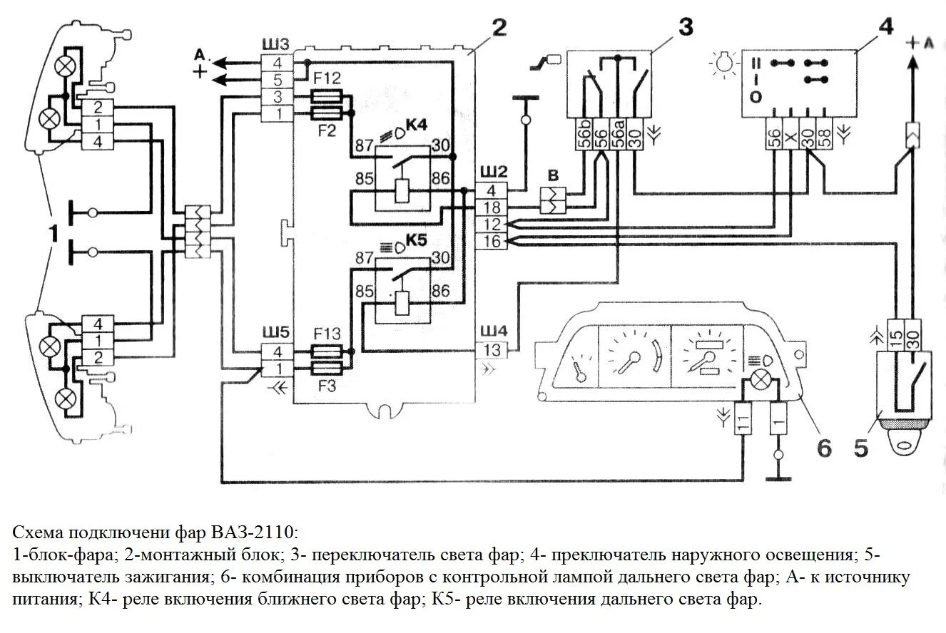 Распиновка фар 2110 Распиновка фары ваз 2110