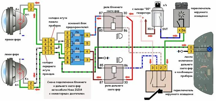 Распиновка фары нива Доработка света нива 21214 Фары, Уход за автомобилем, Деталь автомобиля