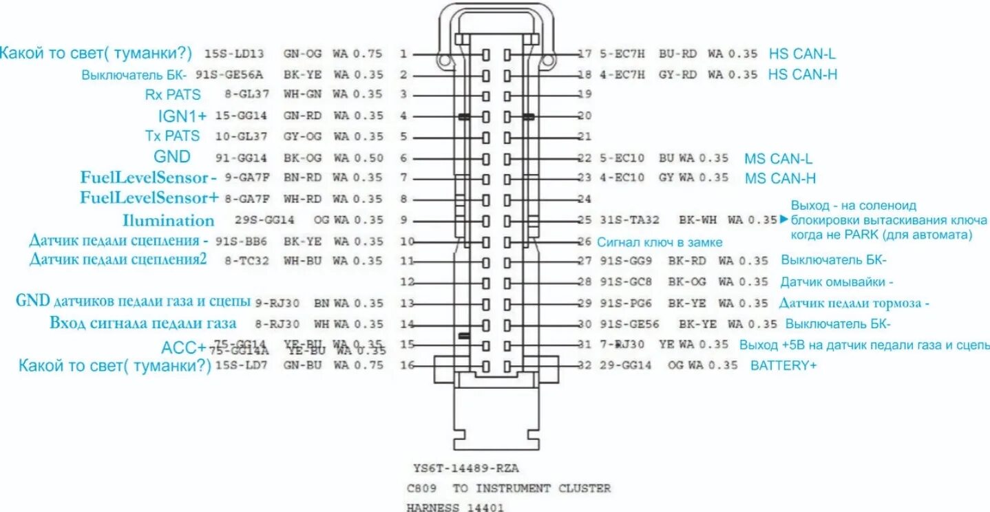 Распиновка фокус 2 Start-Stop на базе StarLine S66/S96 (часть 1) - Ford Focus II Hatchback, 1,6 л, 