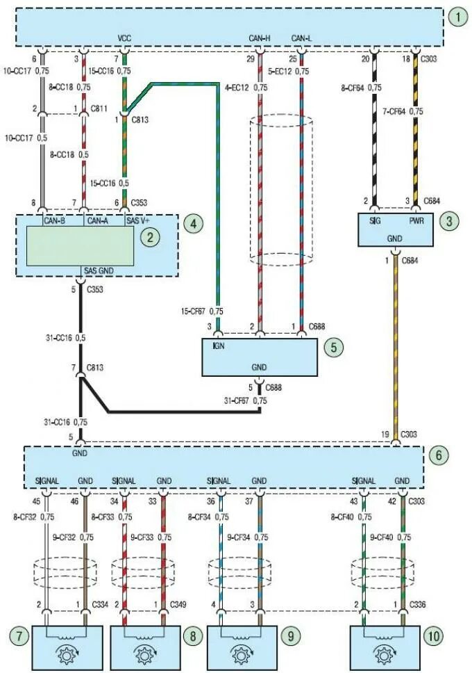 Распиновка форд фьюжн Scheme 10. Anti-lock braking system (ABS) and dynamic stabilization system (ESP)