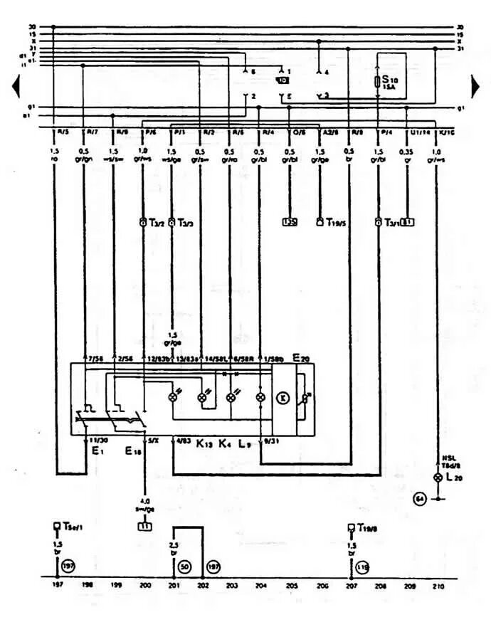 Распиновка гольф 3 Volkswagen Golf 1991-1997: Light switches and fog tail lights (Electrical equipm