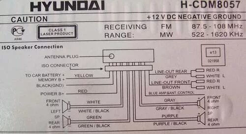 Распиновка hyundai Hyundai H-CDM8057 pinout signals @ PinoutGuide.com