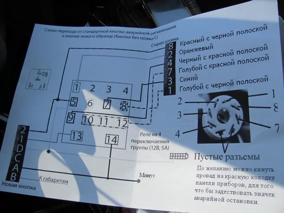 Распиновка кнопки аварийки ваз Установка ЕВРО АВАРИЙКИ - Lada 2114, 1,5 л, 2005 года стайлинг DRIVE2