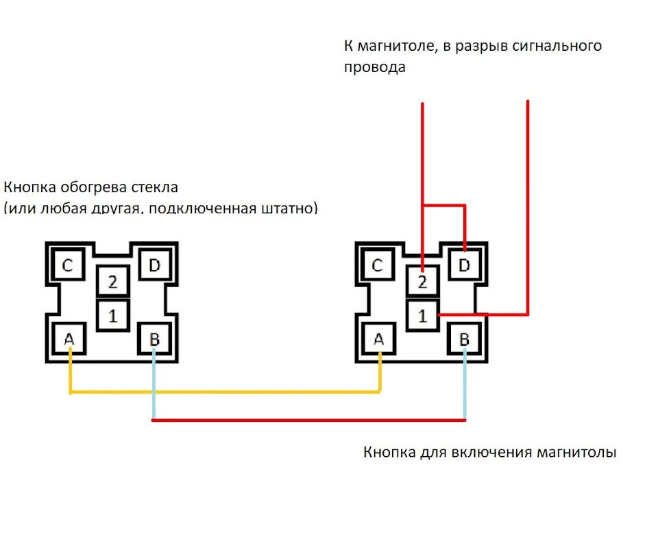 Распиновка кнопки обогрева #73. Включение магнитолы через кнопку - Lada Приора хэтчбек, 1,6 л, 2008 года ак