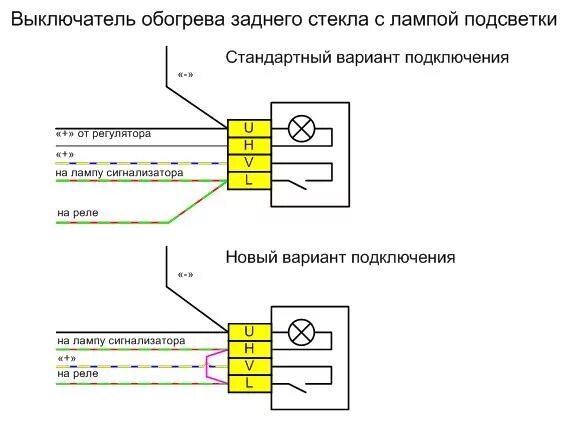 Распиновка кнопки обогрева заднего стекла Выключатель обогрева заднего стекла - Lada 21074, 1,6 л, 2004 года электроника D