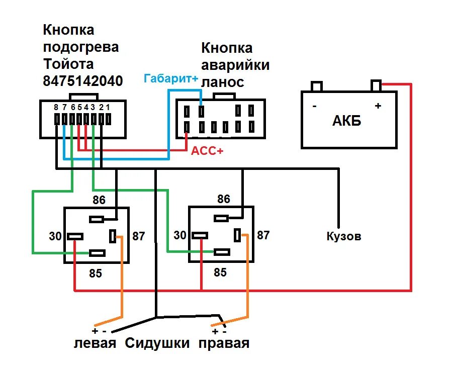 Распиновка кнопки подогрева сидений подключение подогрева сидений - успех! - Daewoo Lanos, 2 л, 2000 года тюнинг DRI