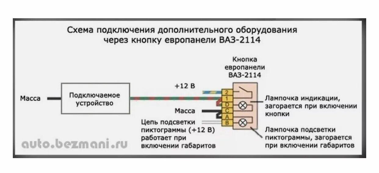 Распиновка кнопки птф ваз Подключение мафона "по уму" - Lada 2114, 1,6 л, 2008 года своими руками DRIVE2