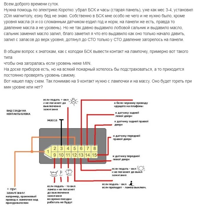 Распиновка колодки 2110 БСК на ваз 2110 - схема и распиновка, доработка