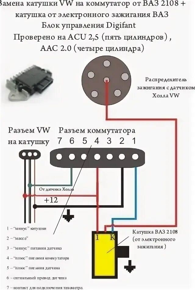 Распиновка коммутатора ваз Коммутатор 2108, катушка 2109, Vectra A и BMW 3 на VW T4 - Volkswagen Multivan (