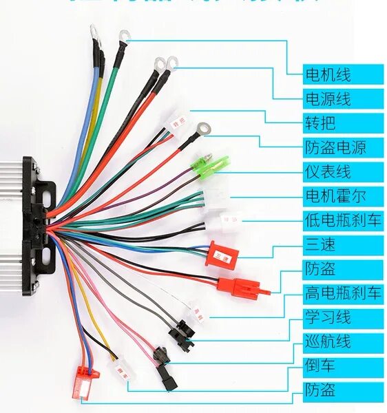 Распиновка контроллера электровелосипеда Электромобиль с аккумулятором, мотор, бесколлекторный универсальный контроллер, 