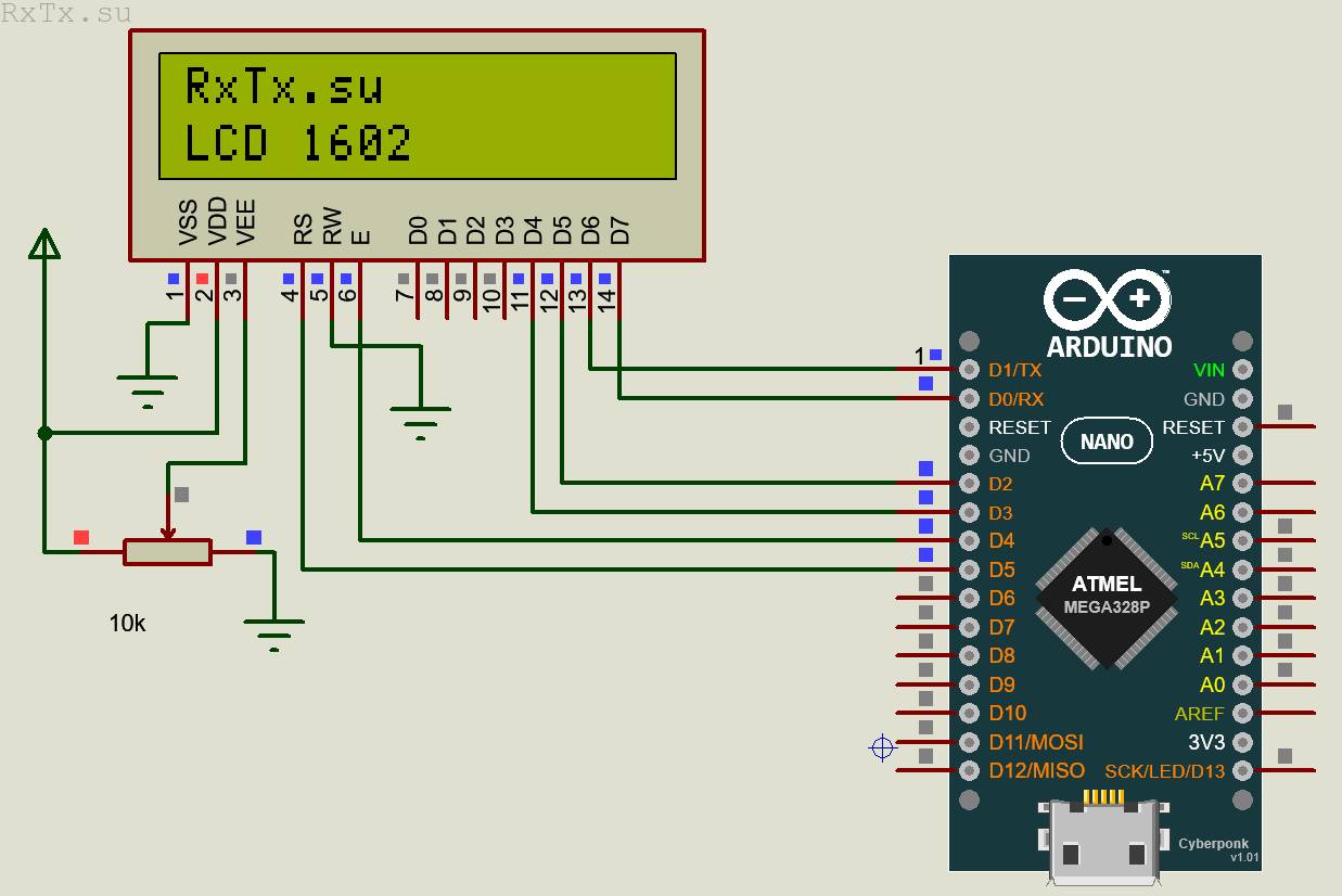 Распиновка lcd Интерфейс ЖК-дисплея 1602 - RxTx.su