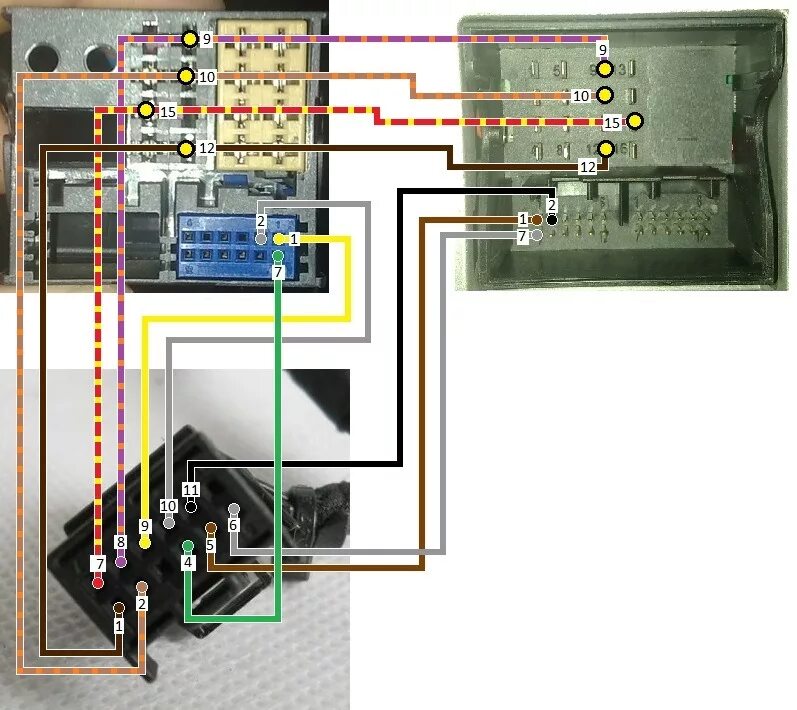 Распиновка магнитолы шкода Блок MDI - USB, AUX (Блок 2Е) - Skoda Superb Mk2, 1,8 л, 2012 года стайлинг DRIV