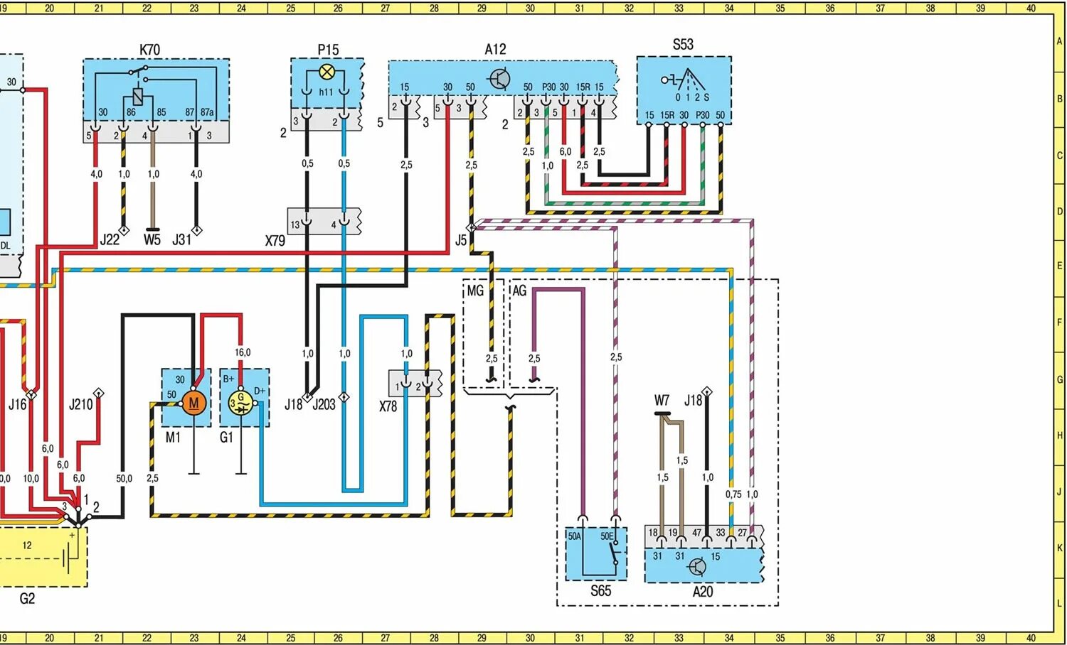 Распиновка мерседес спринтер Scheme 7. Systems of power supply and engine start 602.980 release from February