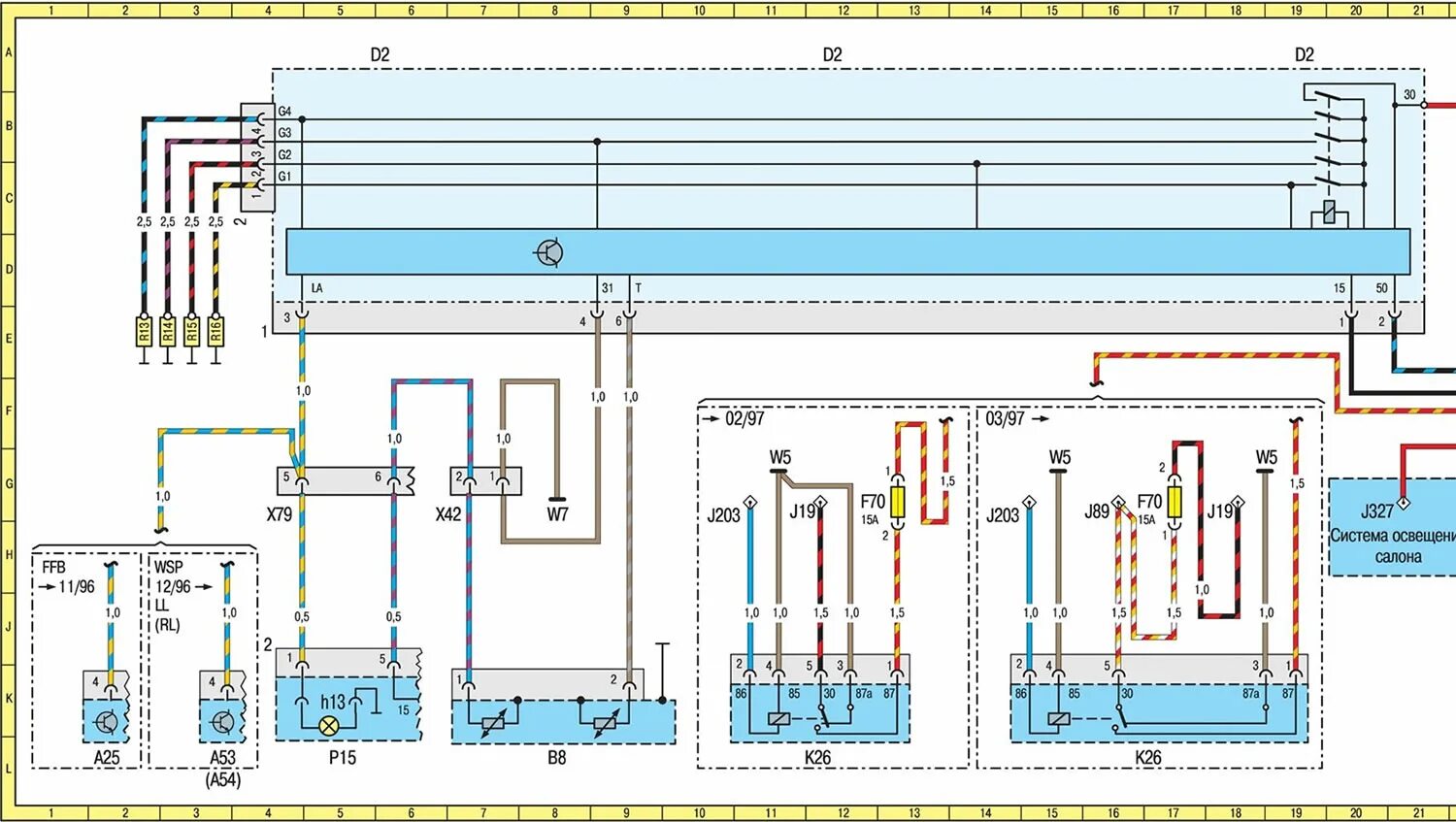 Распиновка мерседес спринтер Scheme 6. Power supply and engine start systems for 601.943 releases until April