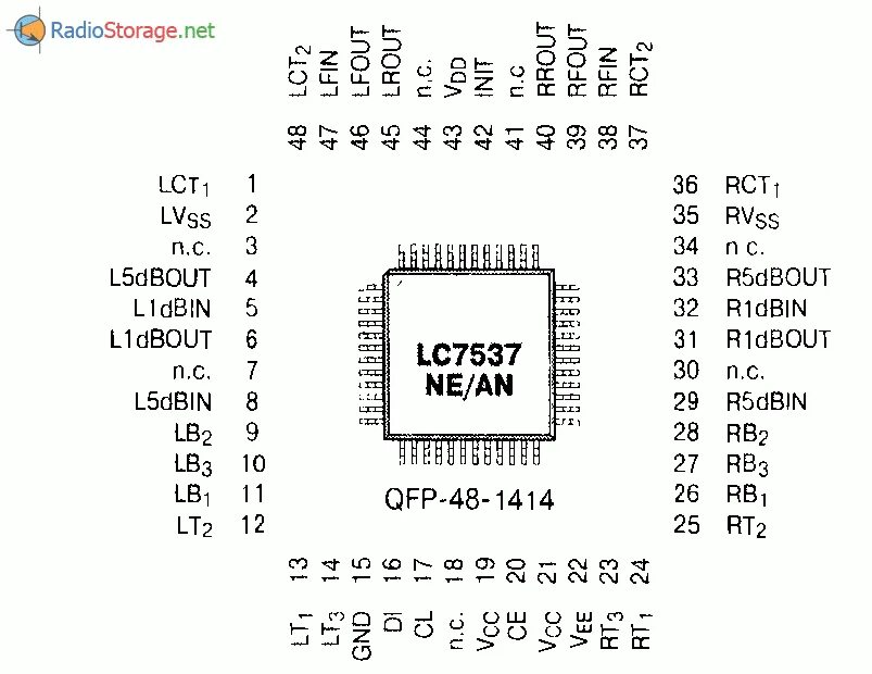 Распиновка микросхем Микросхема LC7537N - стерео регулятор громкости, баланса, тембра (упр. 3х шина)