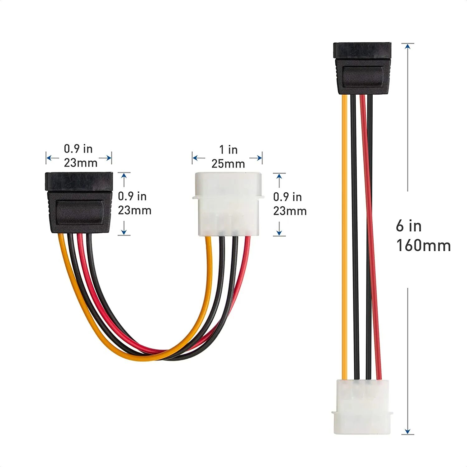 Распиновка molex Cable Matters Paquete de 3 cables de alimentación Molex a SATA de 4 pines (SATA 