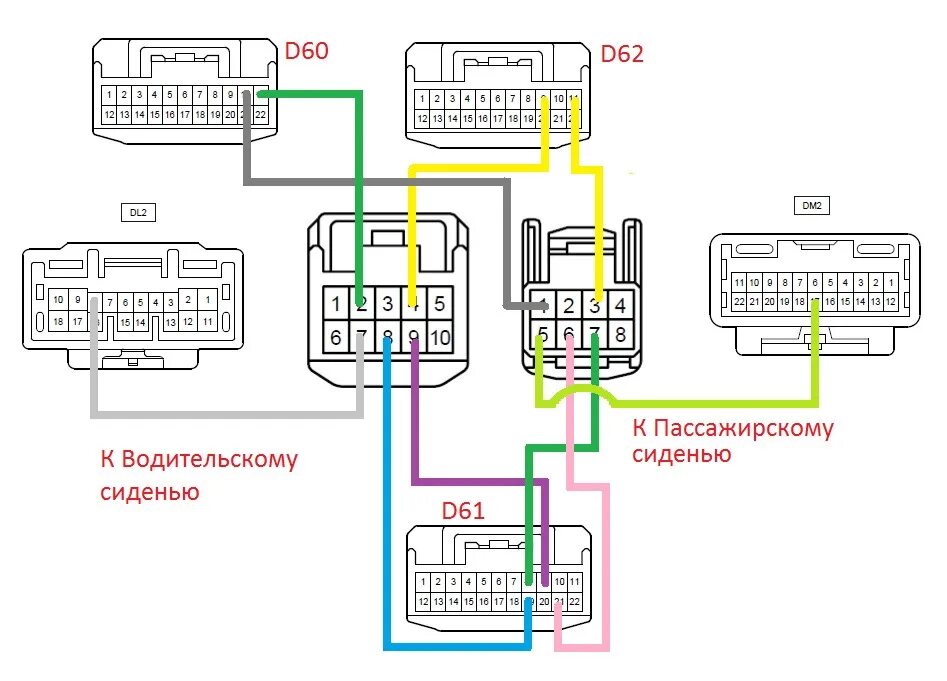 Распиновка обогрев Салон от рестайлинга. Часть 1. Установка штатных подогревов сидений. - Toyota Ve