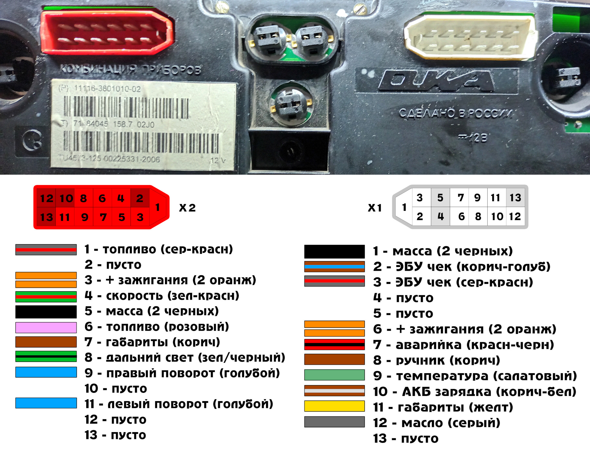 Распиновка ока Распиновка приборной панели СЕАЗ-11116 - СеАЗ 11116 Ока, 1 л, 2007 года электрон