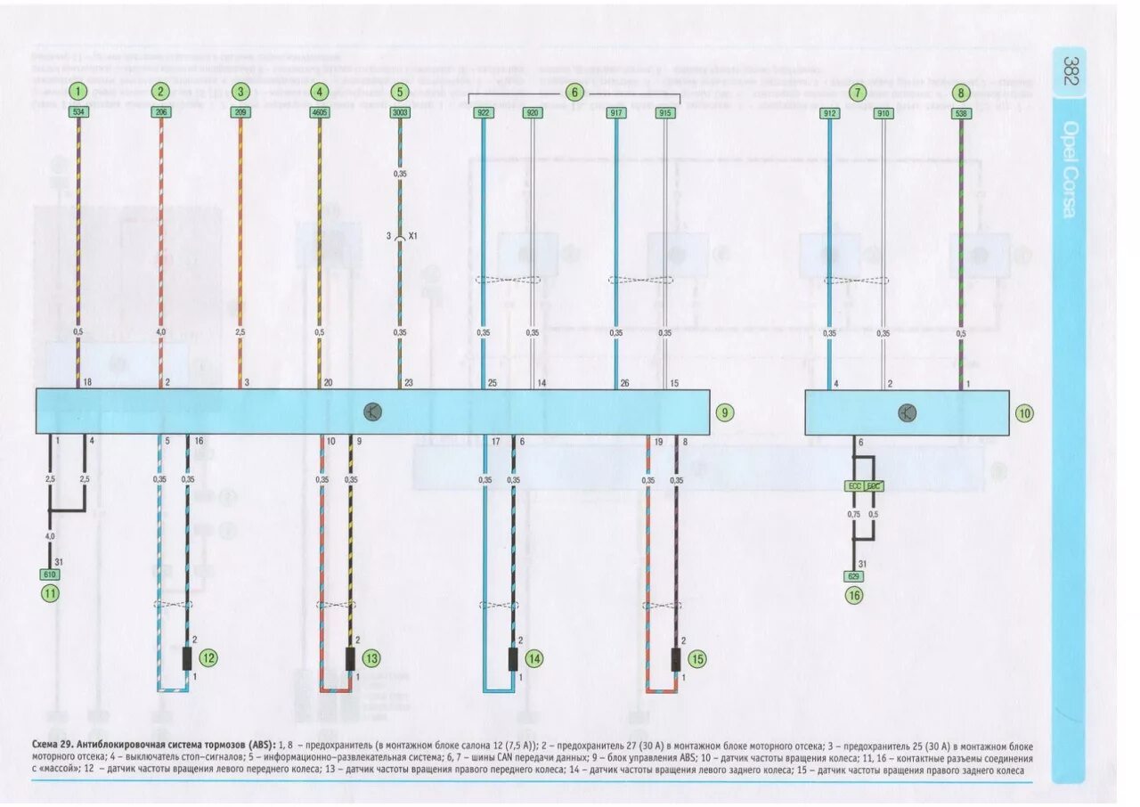 Распиновка опель корса Corsa D Принципиальная схема. АБС Opel Corsa - Форум AutoPeople