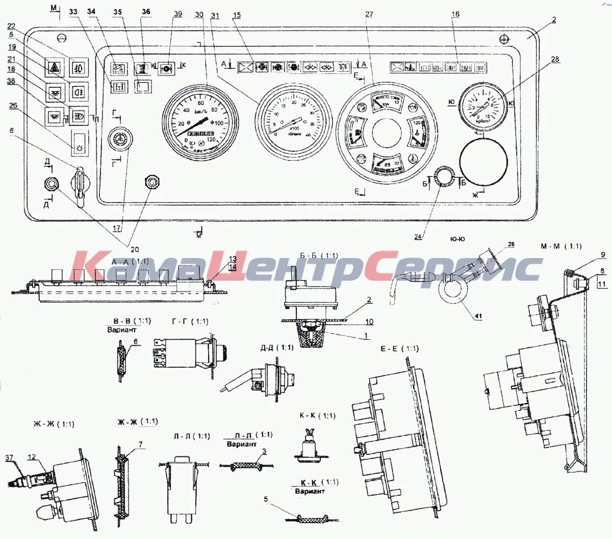 Распиновка панели камаз Запчасти для 6520 - Щиток приборов