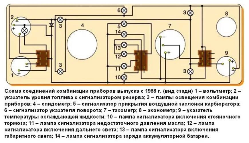 Распиновка панели ваз 2107 Картинки СХЕМА ЩИТКА ПРИБОРОВ ВАЗ 2107