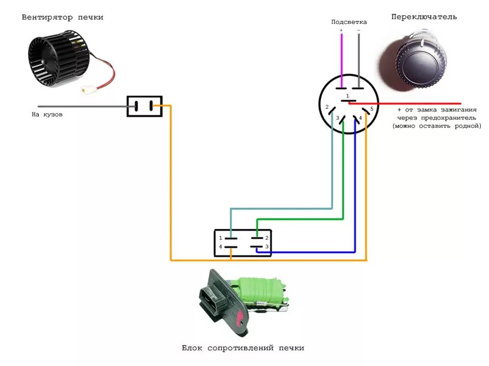 Распиновка печки ваз 4 скорости моторчика печки на волге - ГАЗ 31029, 2,4 л, 1992 года электроника DR