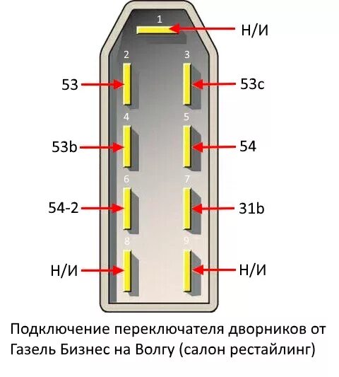 Распиновка переключателя газель Переключатель стеклоочистителя от Газели Бизнес, с регулировкой паузы на Волгу -