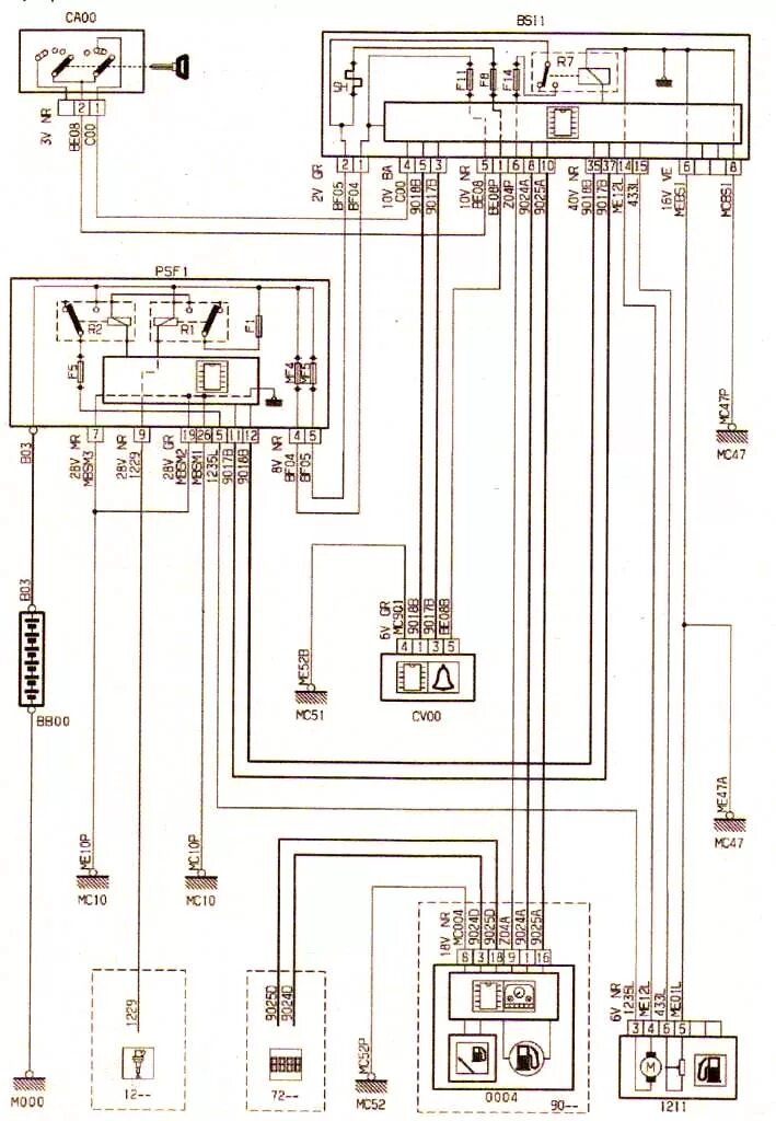 Распиновка пежо 307 Схема электропитания бензонасоса Peugeot 307