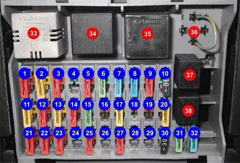 Распиновка предохранителей опель Предохранители в салоне Calibrы** - Opel Calibra, 2 л, 1991 года электроника DRI