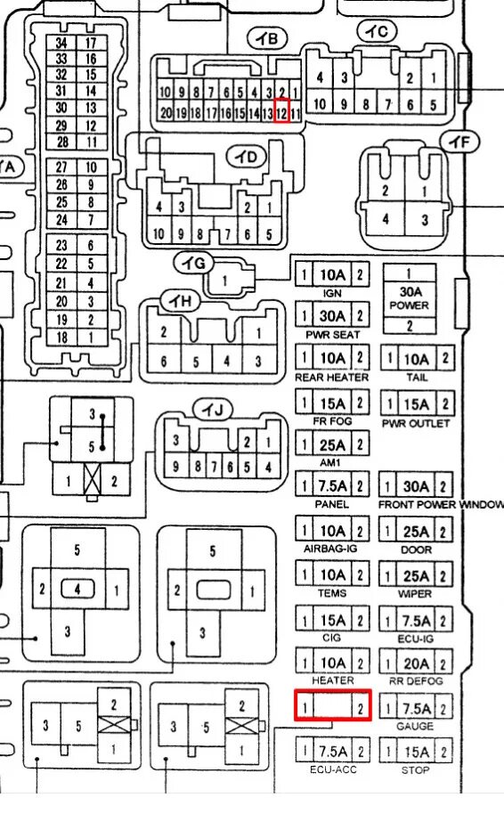 Распиновка предохранителей тойота Зеркала с повторителем + подогрев (подключение ч.2. подогрев). Ipsum ACM. - Toyo