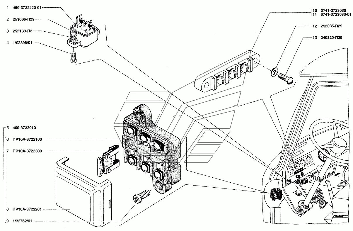 Распиновка предохранителей уаз Предохранители электрических цепей и соединители электропроводов УАЗ-37419 (Черт