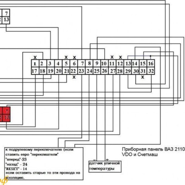 Распиновка приборной 2110 Схема приборной панели ваз 2110