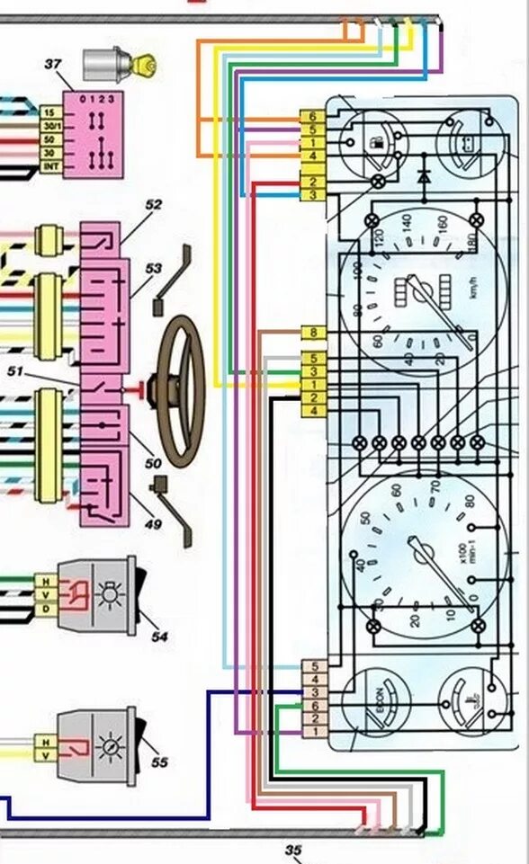 Распиновка приборной панели 2107 Подключение приборов 07 в 01 - Lada 2101, 1,6 л, 1979 года своими руками DRIVE2