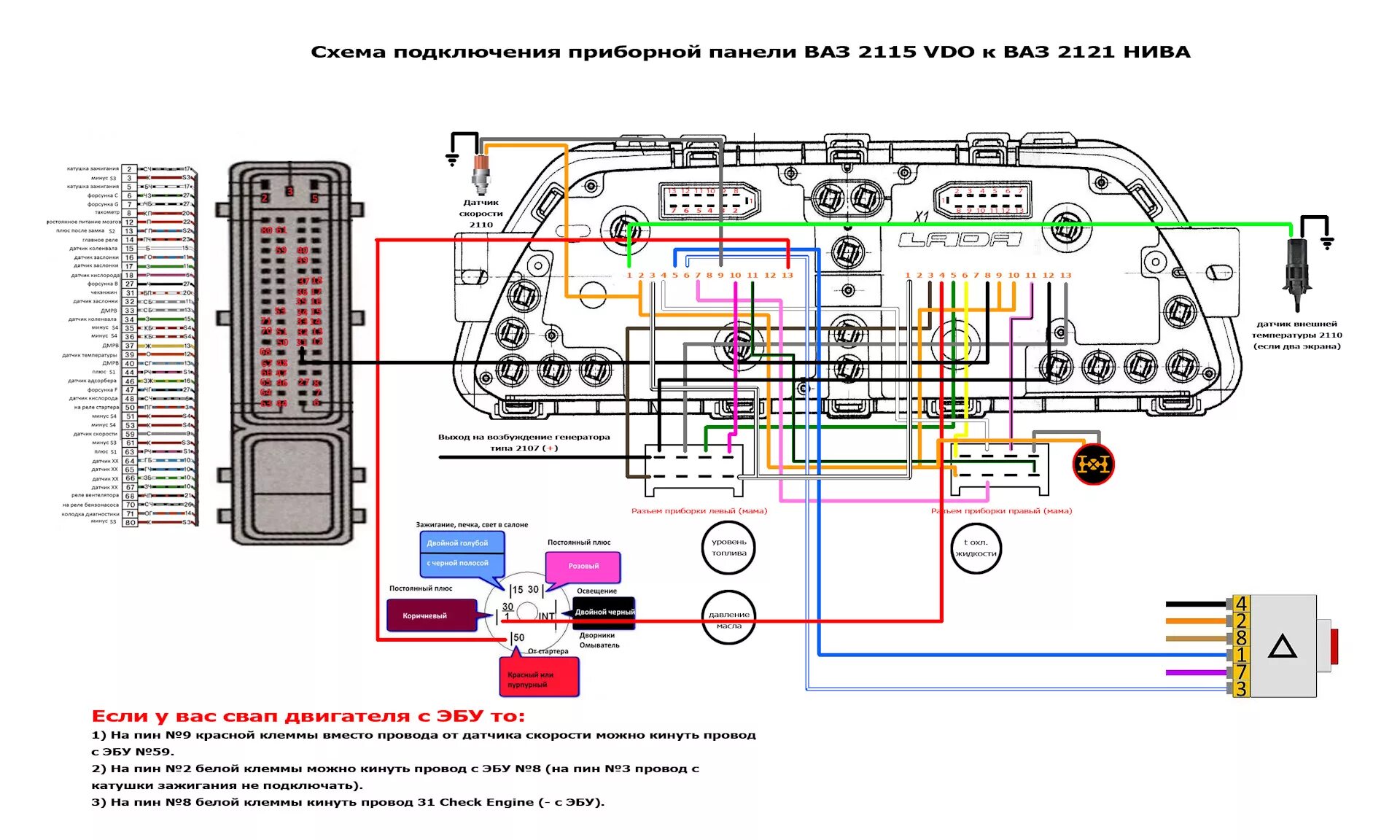 Распиновка приборной панели 2114 Приборная панель VDO 2115 в ниву 2121 - Lada 4x4 3D, 1,6 л, 1982 года тюнинг DRI