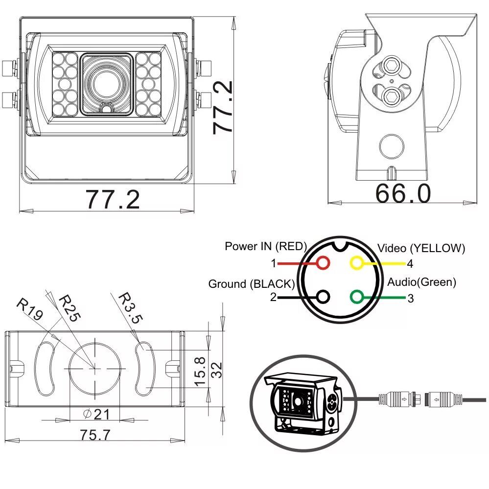 Распиновка камеры заднего 5 pin