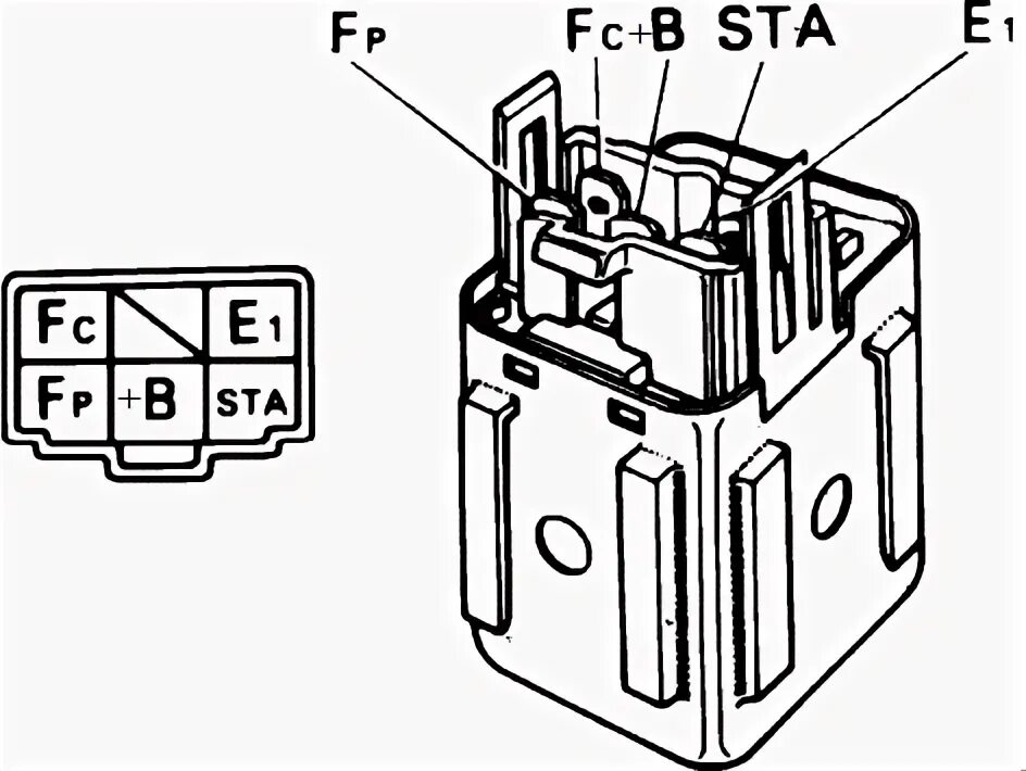 Распиновка реле бензонасоса Реле времени паралельно реле бензонасоса - Toyota Corolla (110), 1,6 л, 2000 год