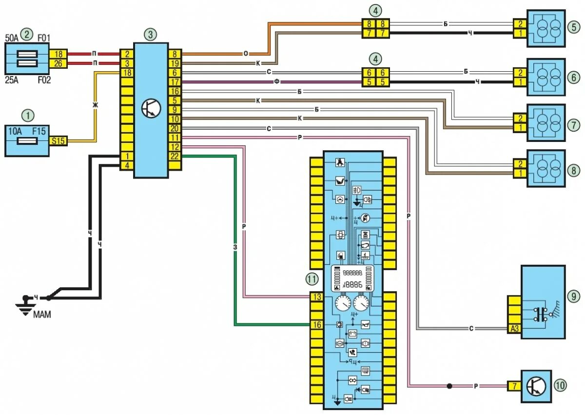 Распиновка рено логан 2 Diagram 17. ABS control system (Renault Logan 1, 2004-2012, petrol) - "Electrica