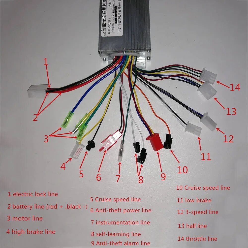 Распиновка ручки газа электровелосипеда подключение к контроллеру Electric Bike Brushless Dc Motor Controller 36v/48v 350w For Electric Bicycle E-